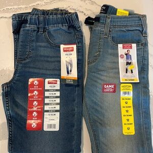 2 NWT Boy’s Slim Fit Blue Jeans - Levi’s & Wrangler
